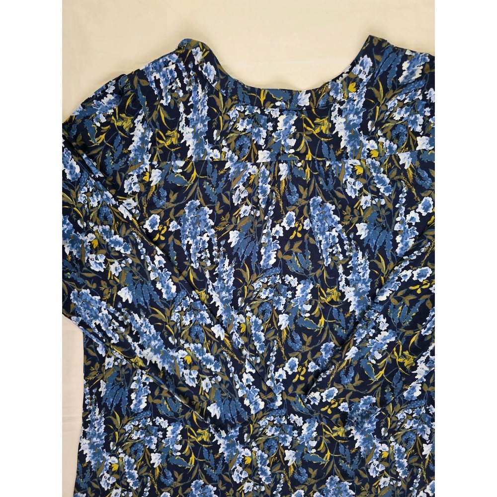 Lands End Womens 2X Blue Floral Tencel Modal Henley Long Sleeve Blouse Top NWT - Picture 12 of 16